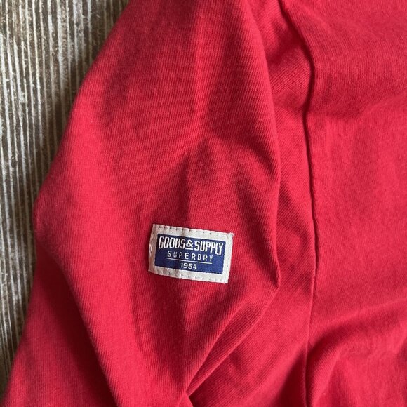 Superdry Mens Shirt Graphic Long Sleeve Crew Neck Embroidered Tee Red Casual - Picture 4 of 7